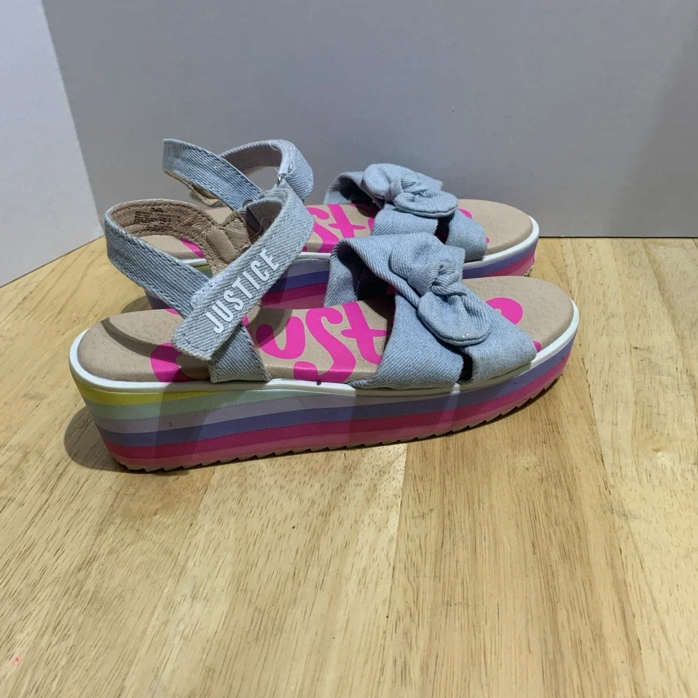 Justice Girl's Wedge Multicolor Sandal, Size 4‎